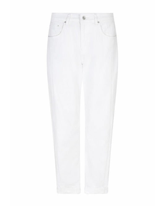 Caitlina Sidepatch White Barrel Jeans