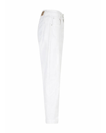 Caitlina Sidepatch White Barrel Jeans