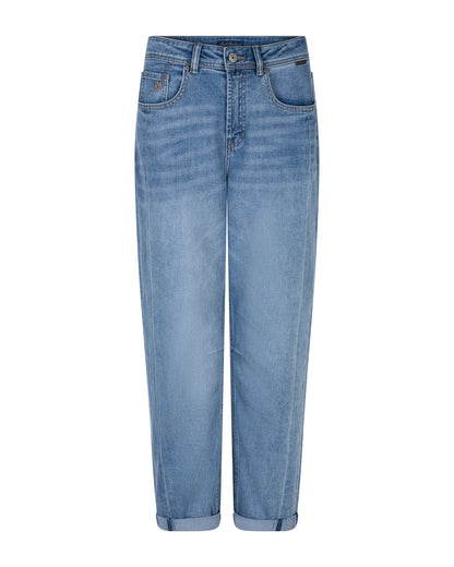 Caitlina Sidepatch Midstone Barrel Jeans