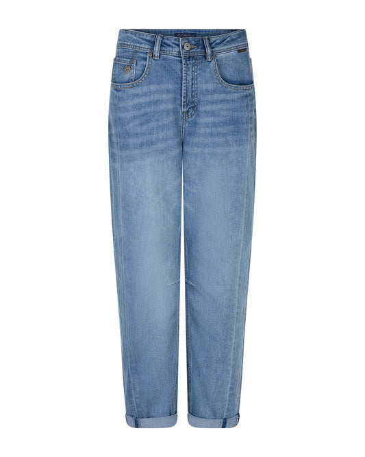 Caitlina Sidepatch Midstone Barrel Jeans