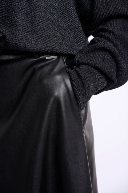 Chelsea Faux Leather Skirt Dark Navy