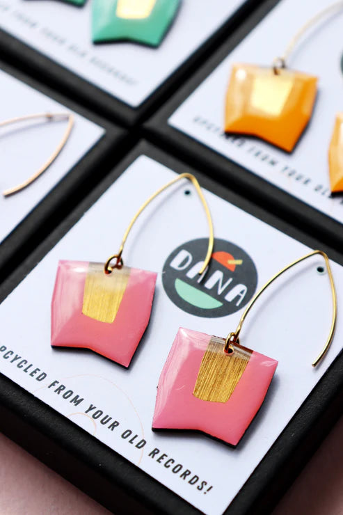 Connie Earrings Drop Pink & Gold