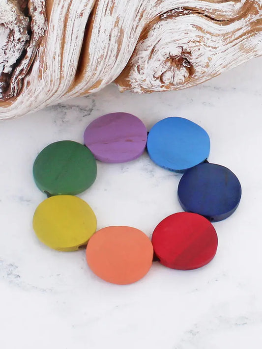 Elasticated Wooden Rainbow Bracelet
