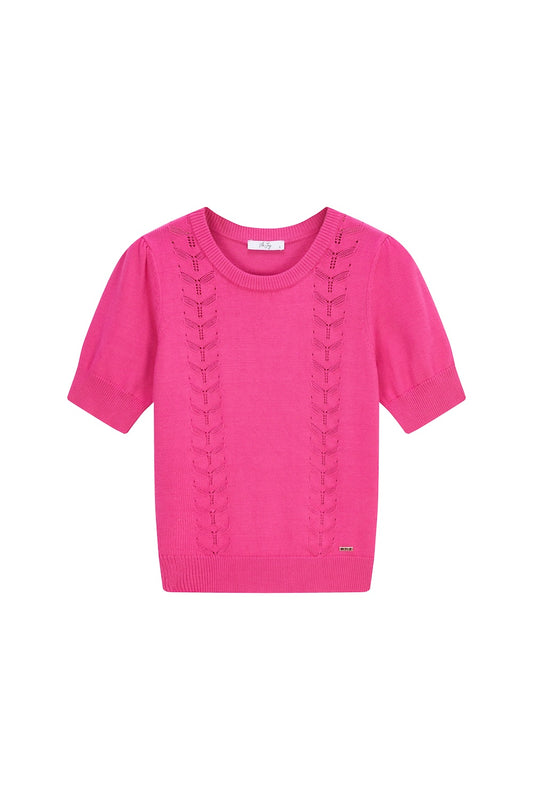 Lara-L-11-C Knitted Top Fuchsia