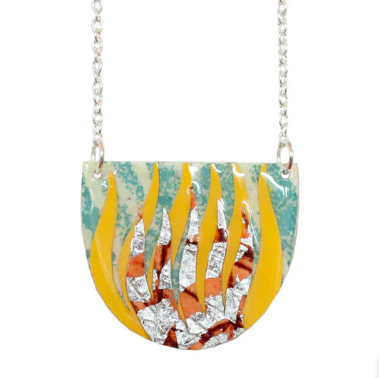 Peitil Necklace Blue Gorse Umber & Silver