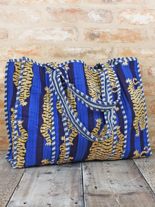 Quilted Cotton Tote Bag – Tiger Print