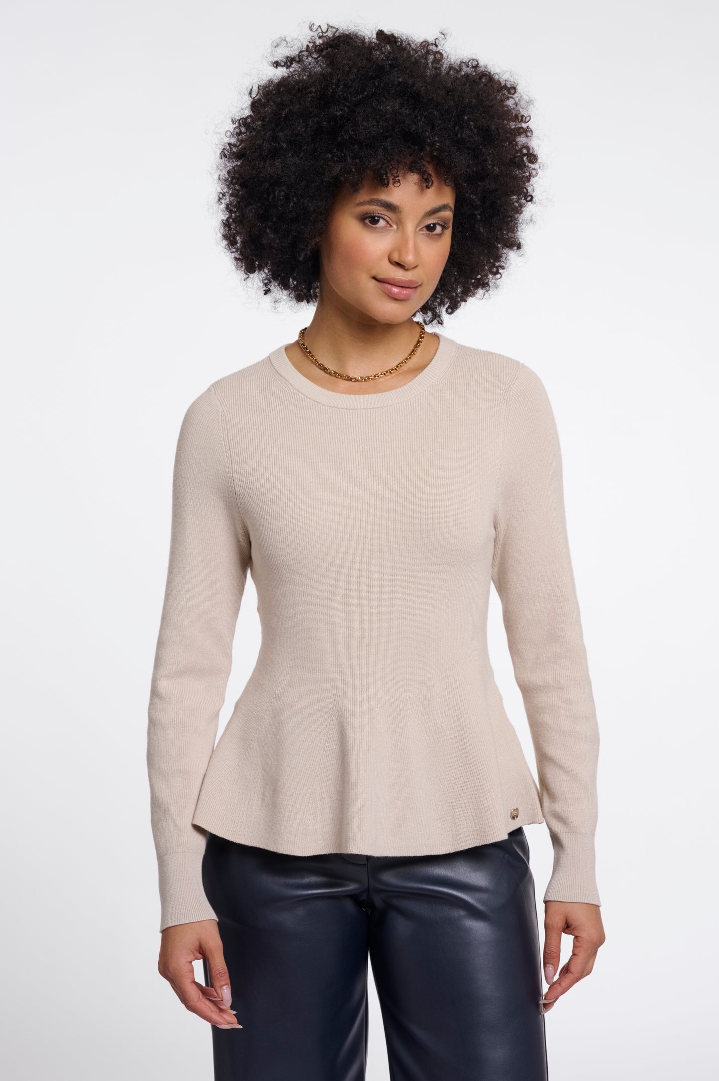 Jelilah Peplum Pullover Birch