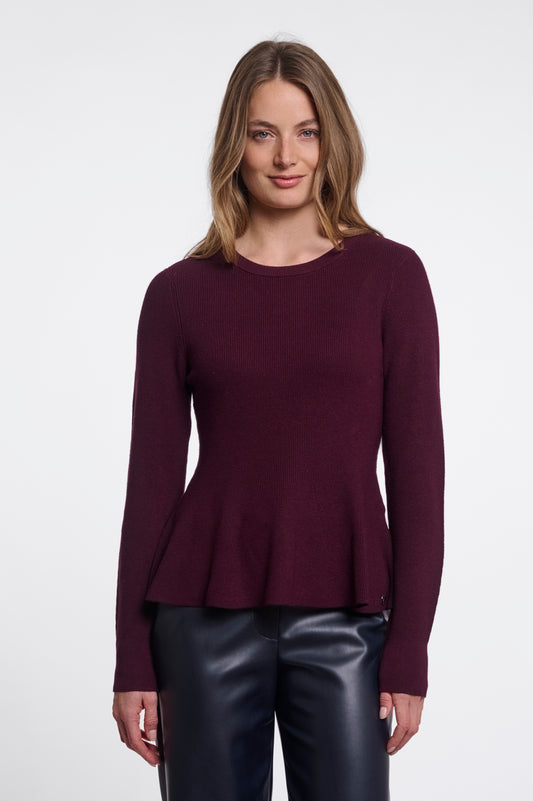 Jelilah Peplum Pullover Sangria