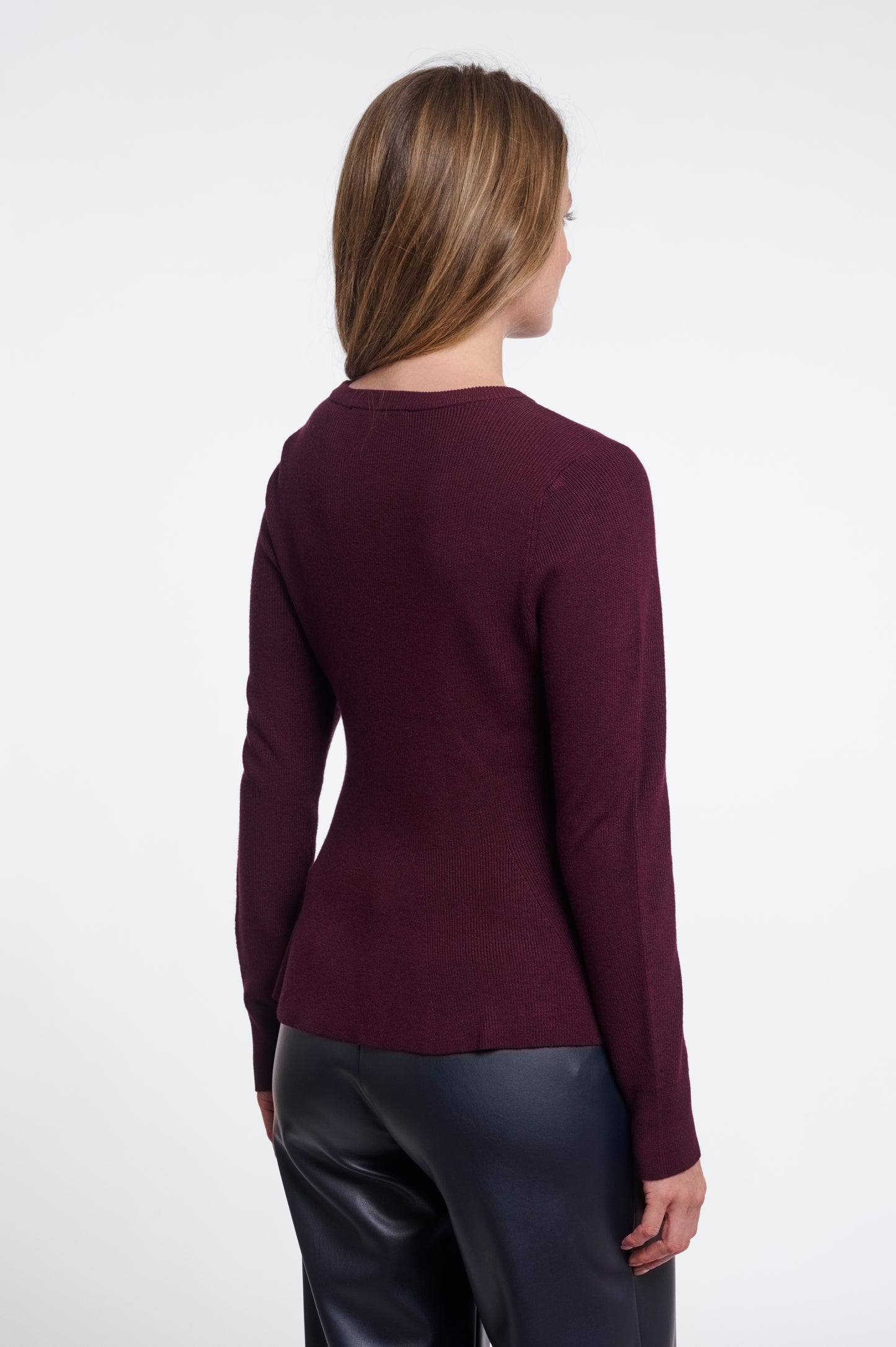 Jelilah Peplum Pullover Sangria