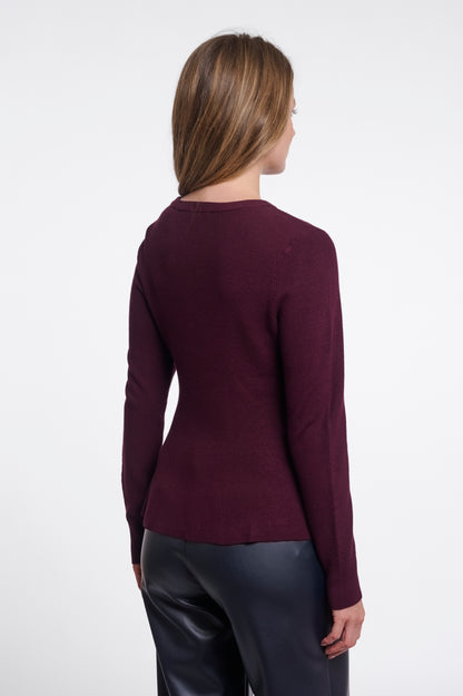 Jelilah Peplum Pullover Sangria