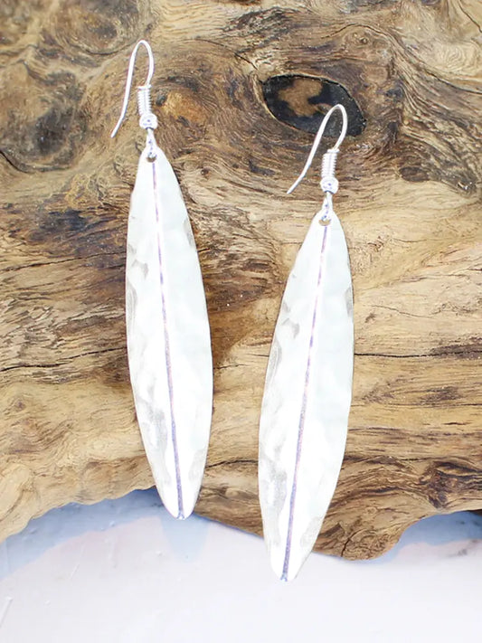 Folded Beaten Oval Earrings