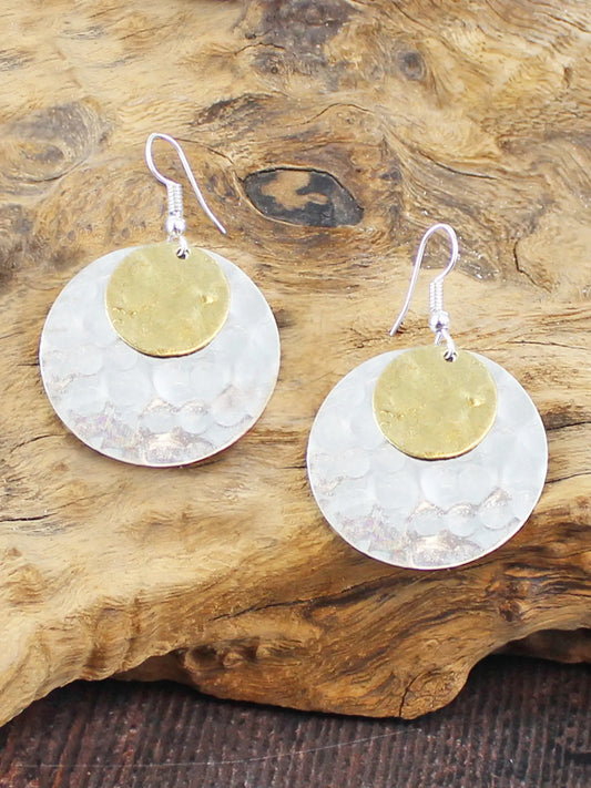Double Beaten Disc Earrings