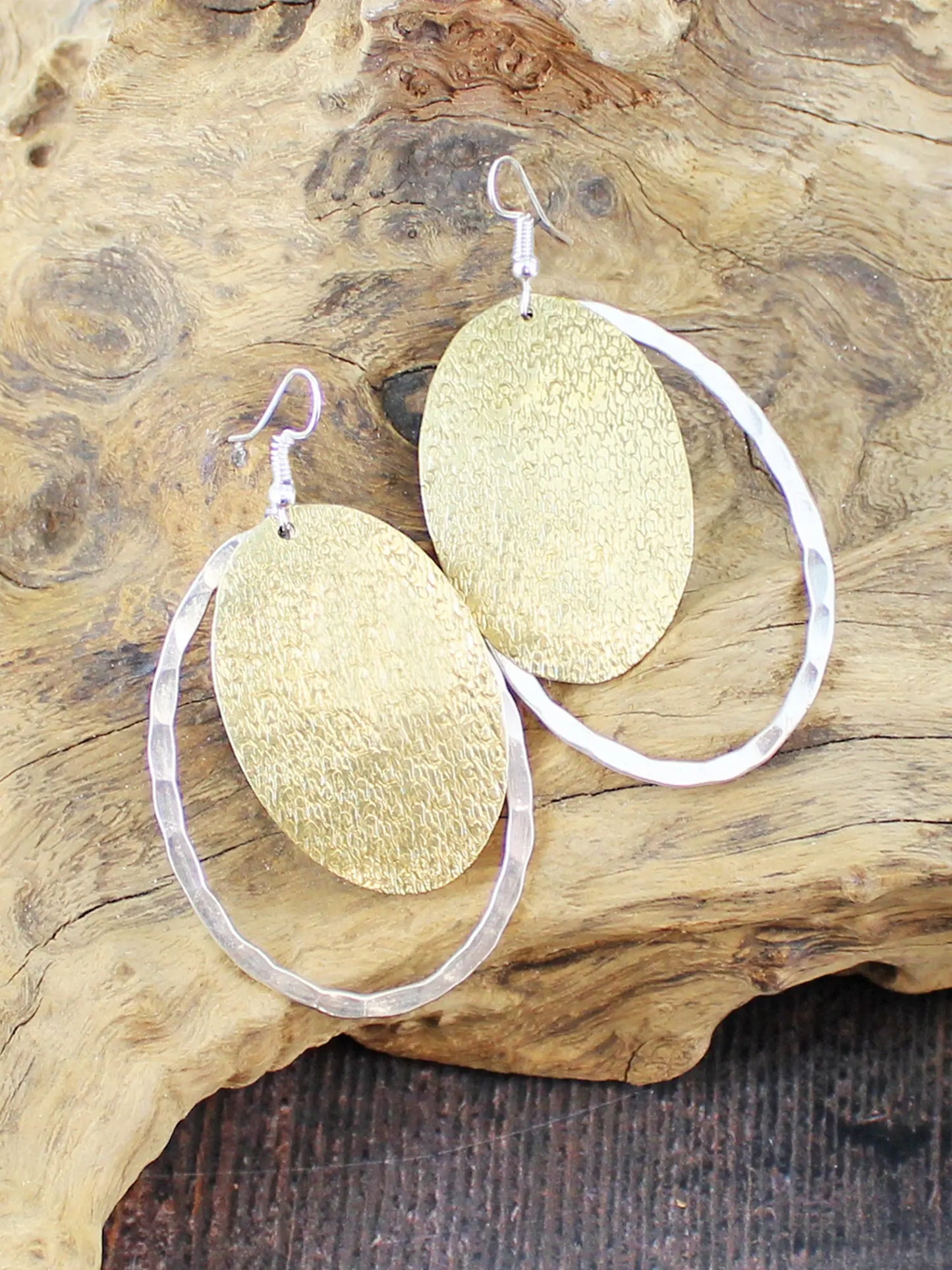 Overlapping Oval Disc Earrings