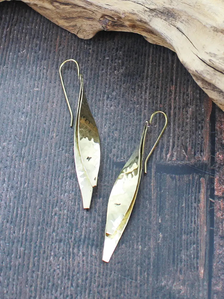 Twisted Beaten Leaf Earrings