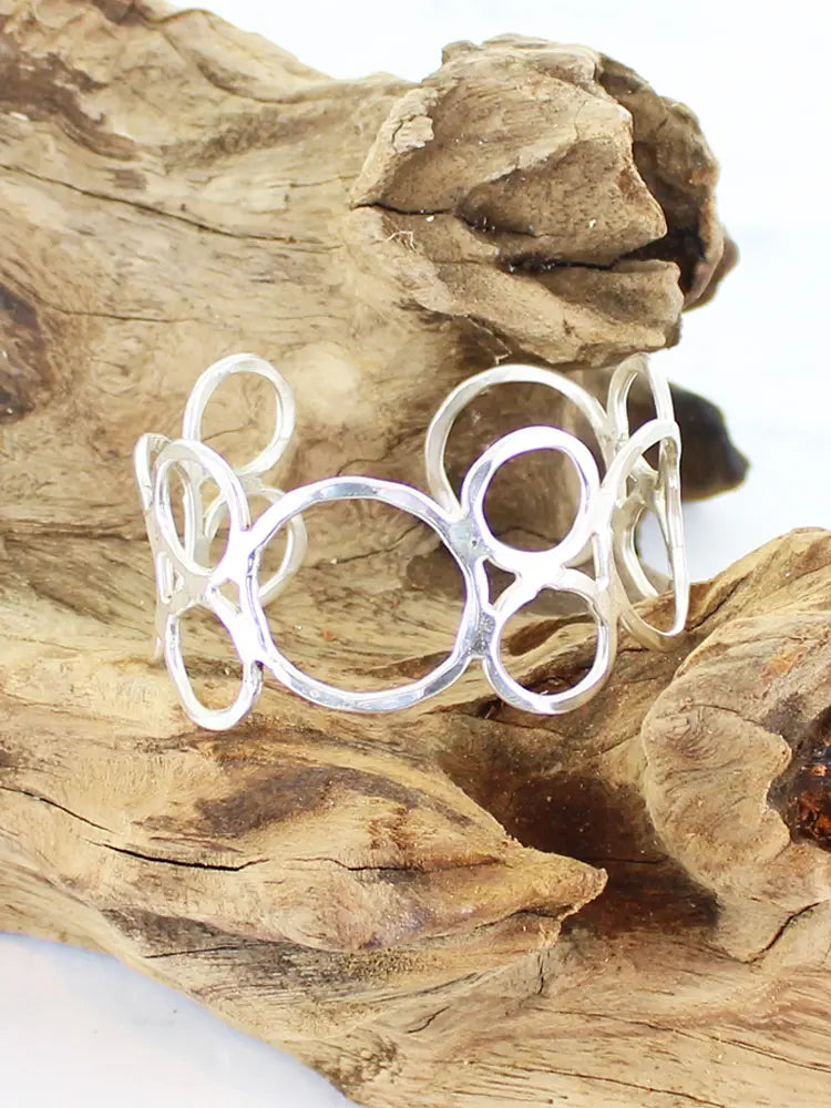 Beaten Open Ring Cuff Silver