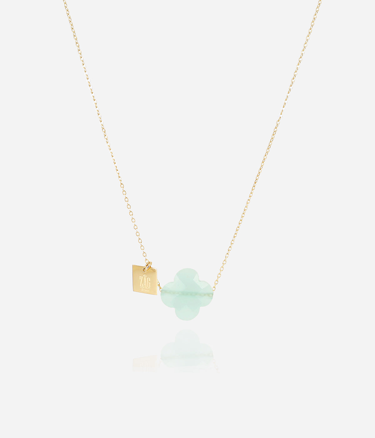 Light Blue Clover Gold Necklace