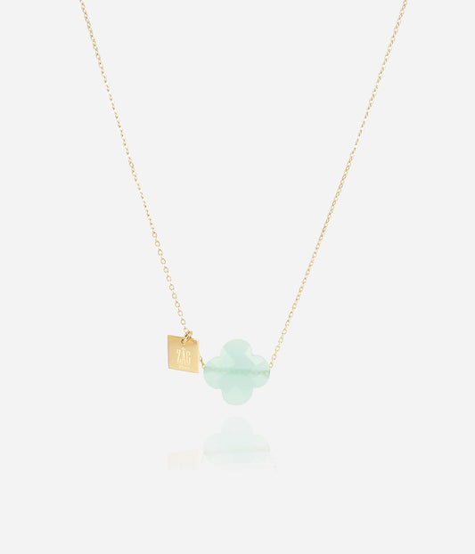 Light Blue Clover Gold Necklace
