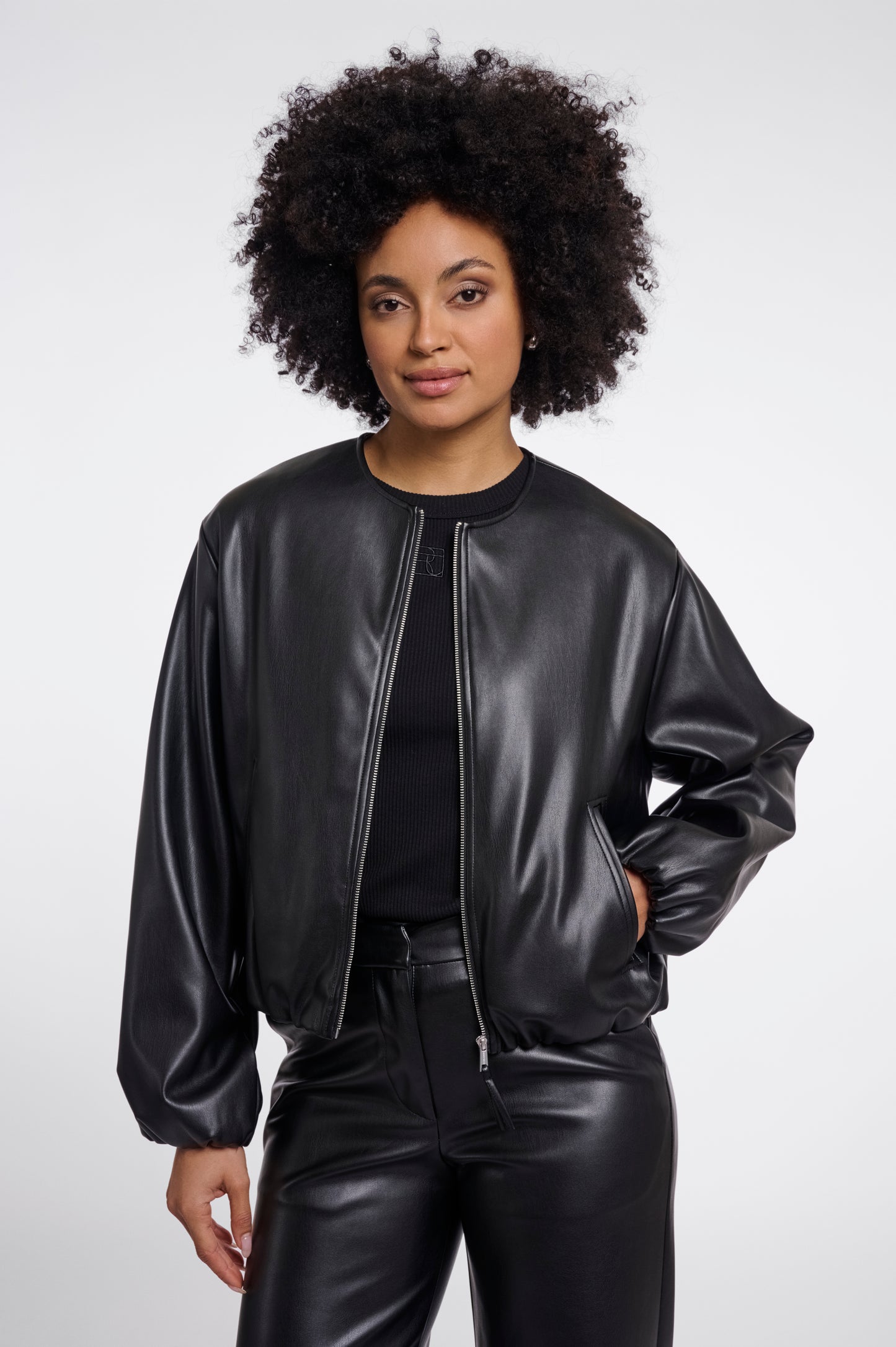 Lomee Faux Leather Blouson Jacket