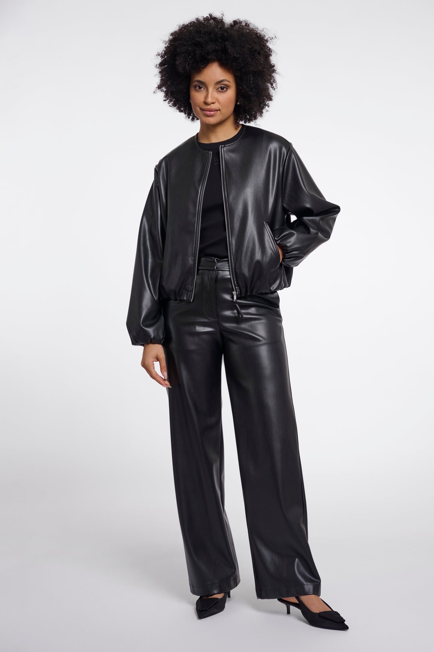 Lomee Faux Leather Blouson Jacket