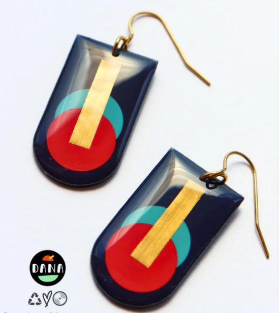 Mia Navy, Red and Gold Earrings