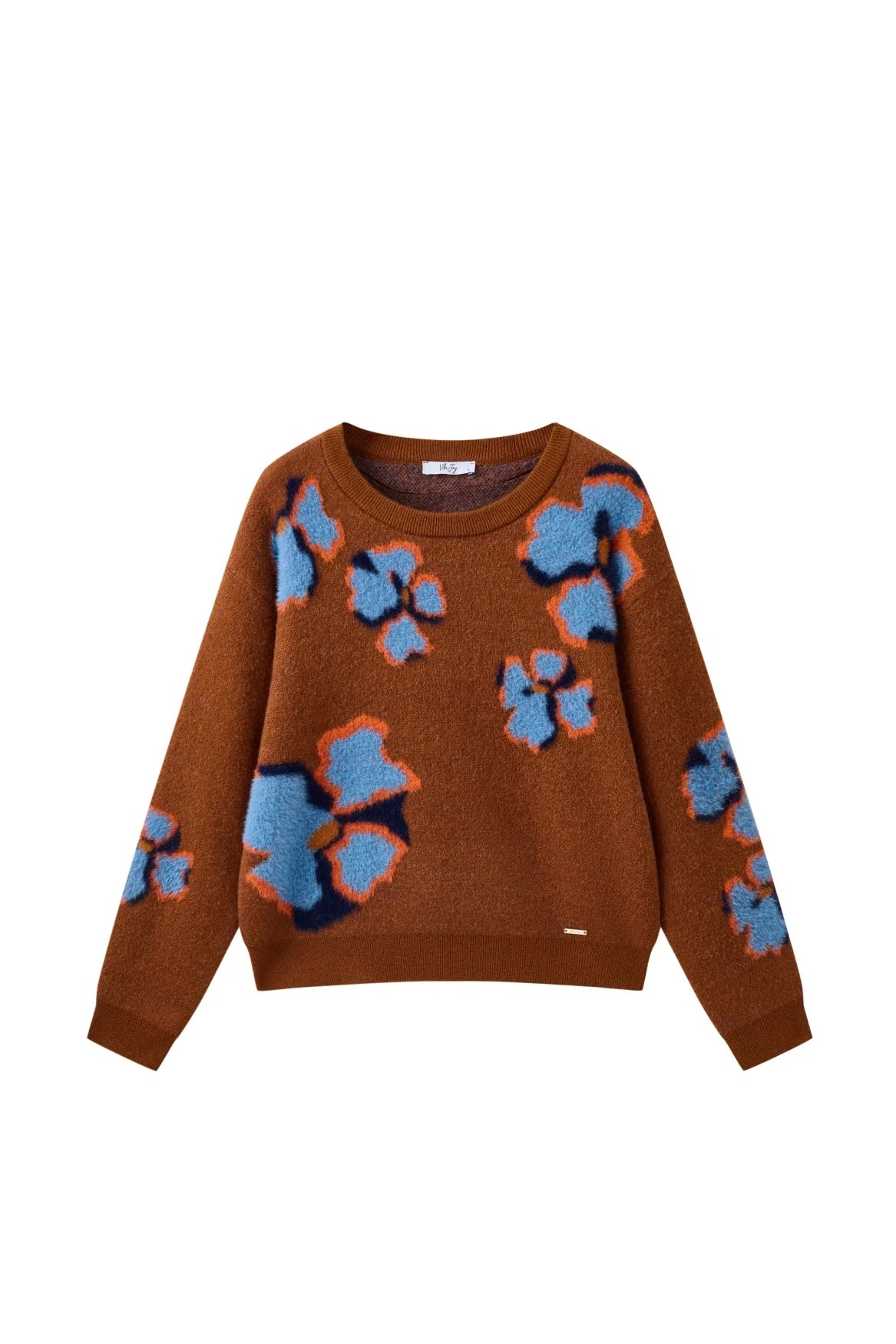 Nolana-L-12-Y Sweater with Flowers