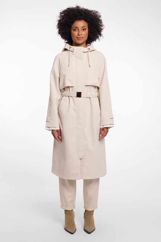 Natalie Hooded Parka with Belt Birch