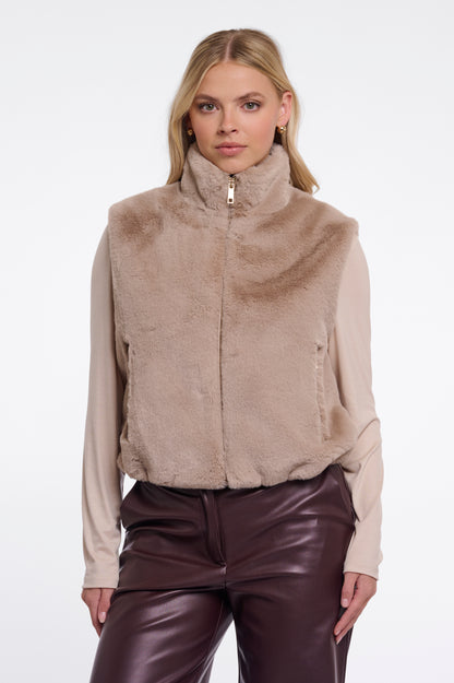 Nikki Short Faux Fur Waistcoat Birch