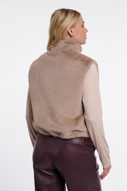 Nikki Short Faux Fur Waistcoat Birch