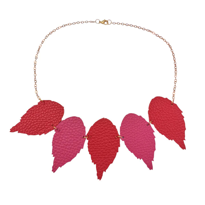 5 Leather Leaf Necklace