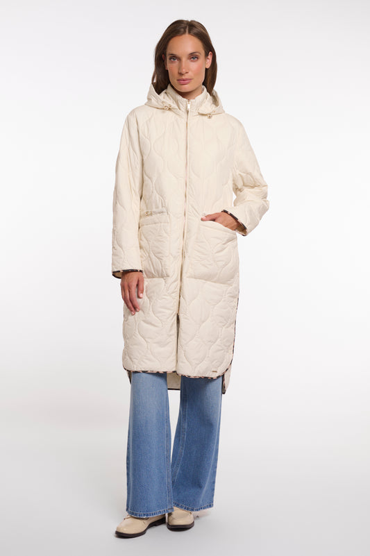 Ronja Long Light Quilted Coat Birch