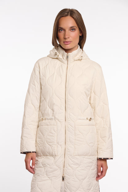 Ronja Long Light Quilted Coat Birch