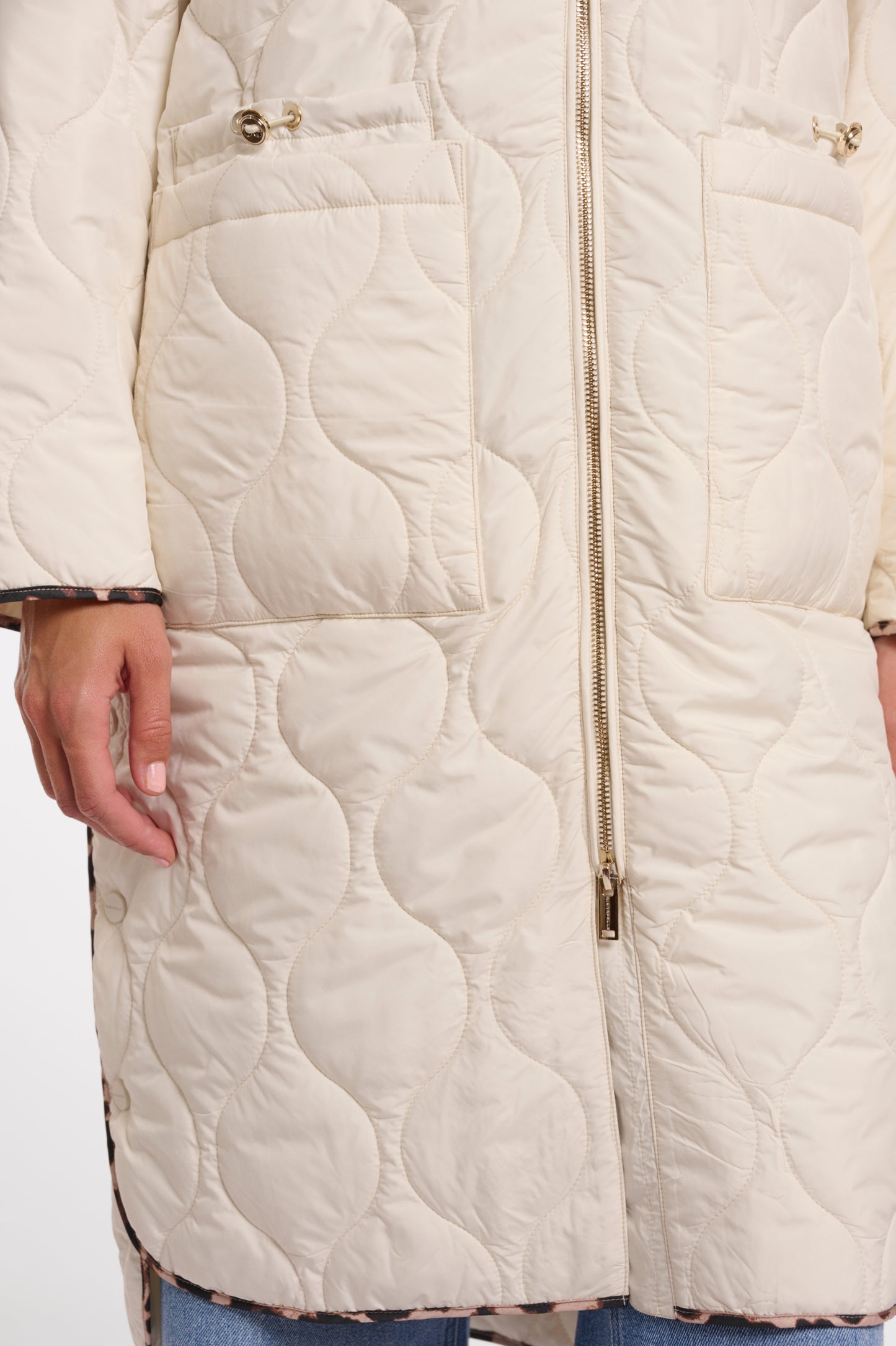 Ronja Long Light Quilted Coat Birch
