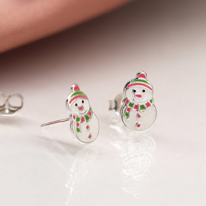 Sterling Silver Xmas Snowmen Earrings