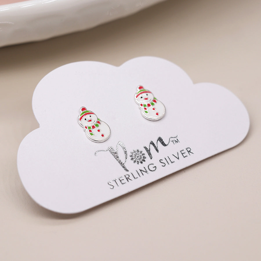 Sterling Silver Xmas Snowmen Earrings