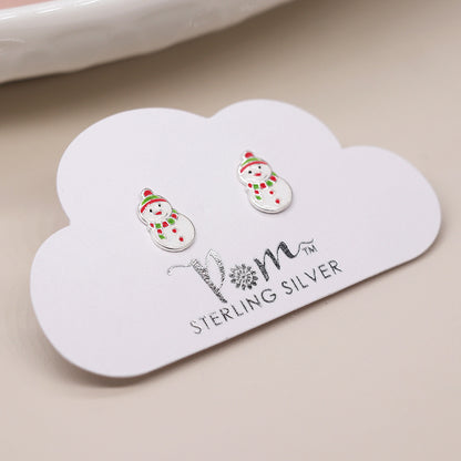 Sterling Silver Xmas Snowmen Earrings