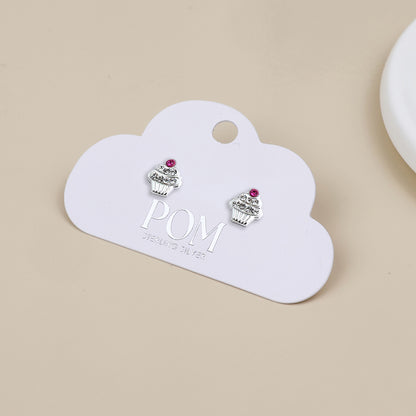 Sterling Silver Crystal Set Cupcake Studs