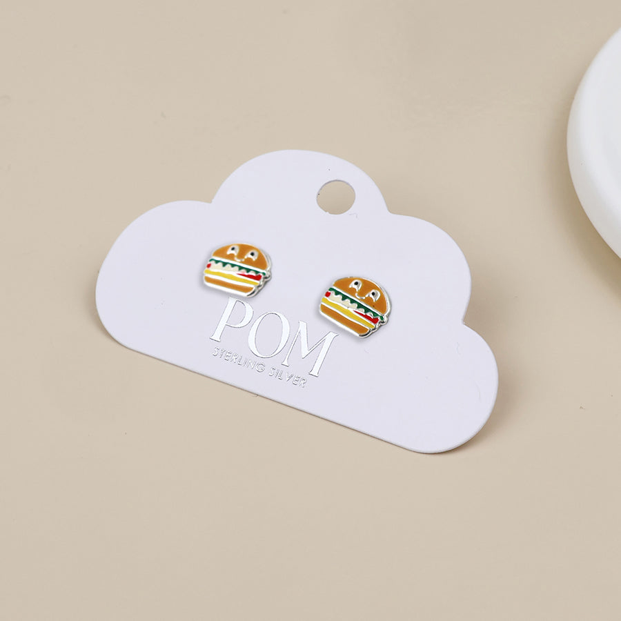 Sterling Silver Burger Studs
