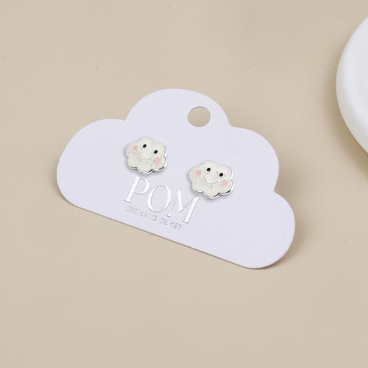 Sterling Silver White Happy Cloud Studs
