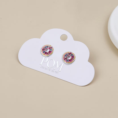 Sterling Silver Crystal Donut Studs