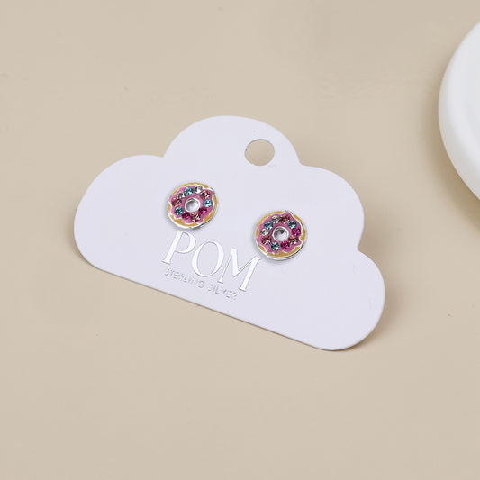 Sterling Silver Crystal Donut Studs