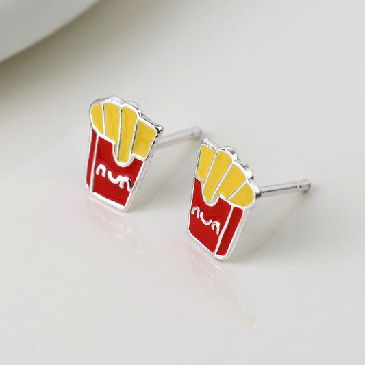 Sterling Silver French Fries Studs
