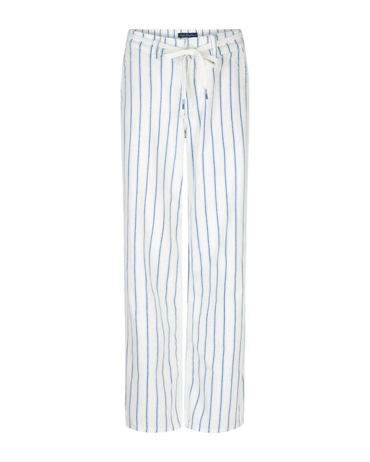 Colette Linen/Co Stripe Cobalt Wide Leg Trousers