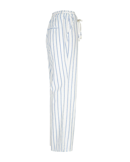 Colette Linen/Co Stripe Cobalt Wide Leg Trousers