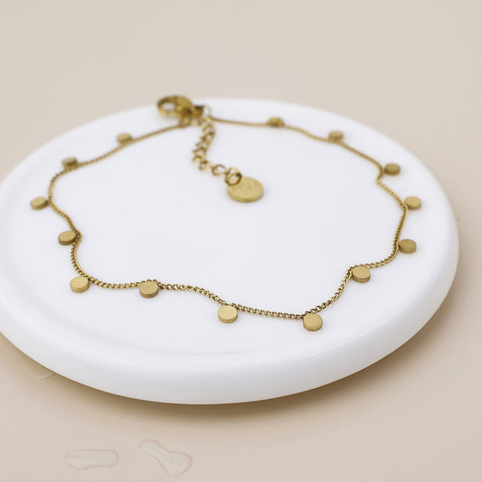 Gold Plated Stainless Steel Tiny Disc Bracelet
