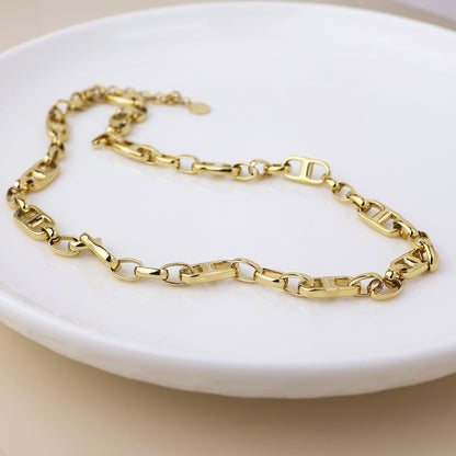 Gold Plated Stainless Steel Polished Link Necklace