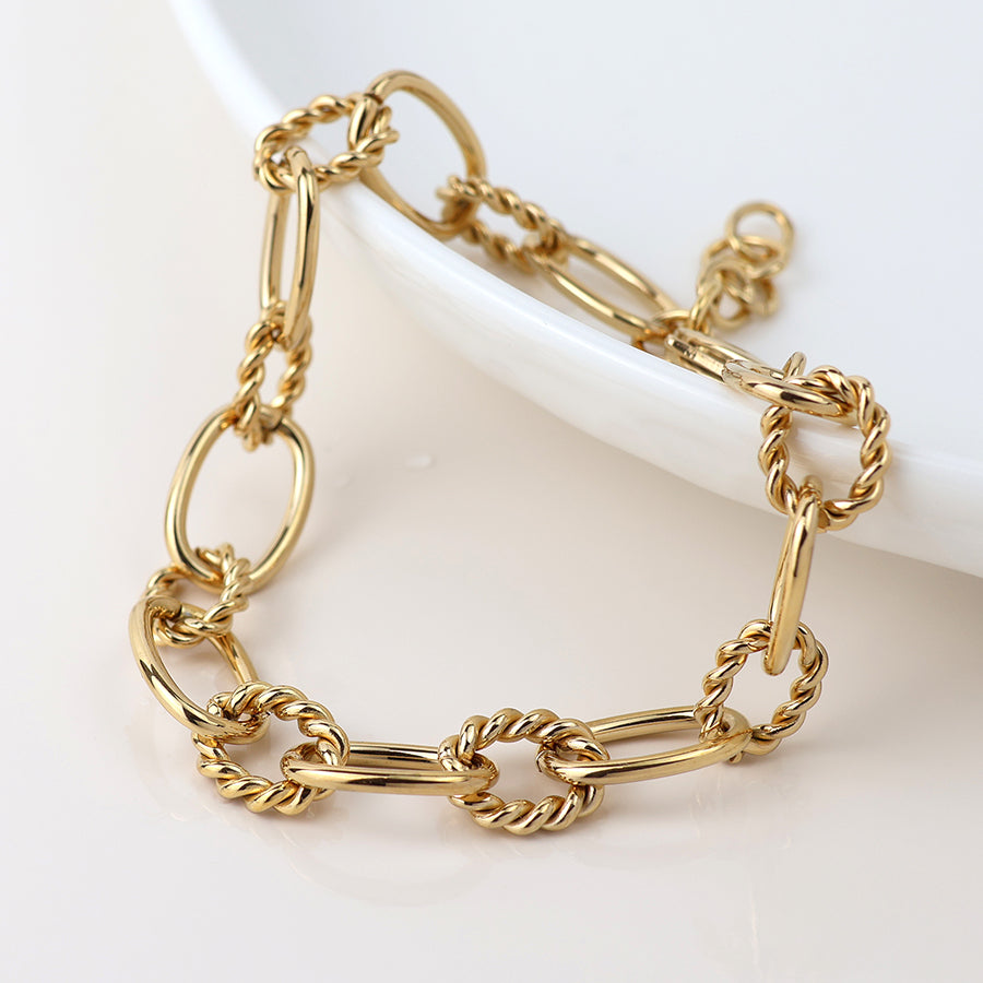 Gold Plated Stainless Steel Twist Link Bracelet