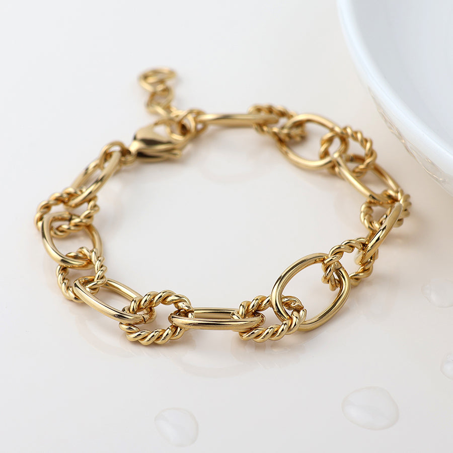 Gold Plated Stainless Steel Twist Link Bracelet