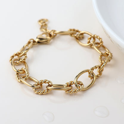 Gold Plated Stainless Steel Twist Link Bracelet