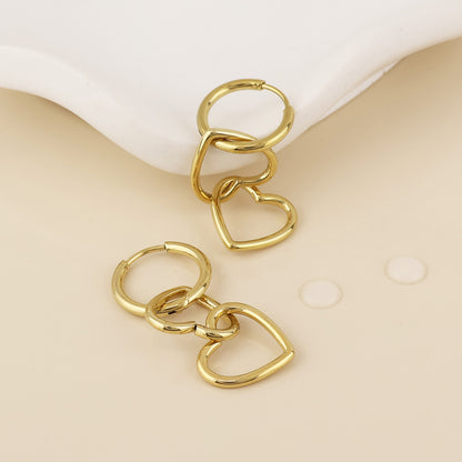 Lochie Stainless Steel Gold Plated Linked Hearts Hoop Earrings
