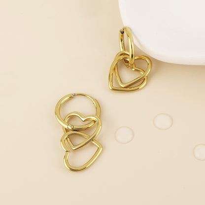 Lochie Stainless Steel Gold Plated Linked Hearts Hoop Earrings